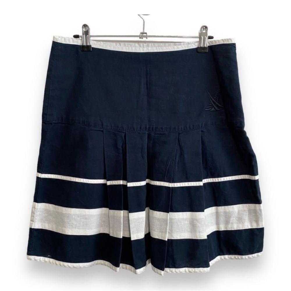 Helly Hansen - Navy/White Linen SAIL Pleated Skater Skirt - M China